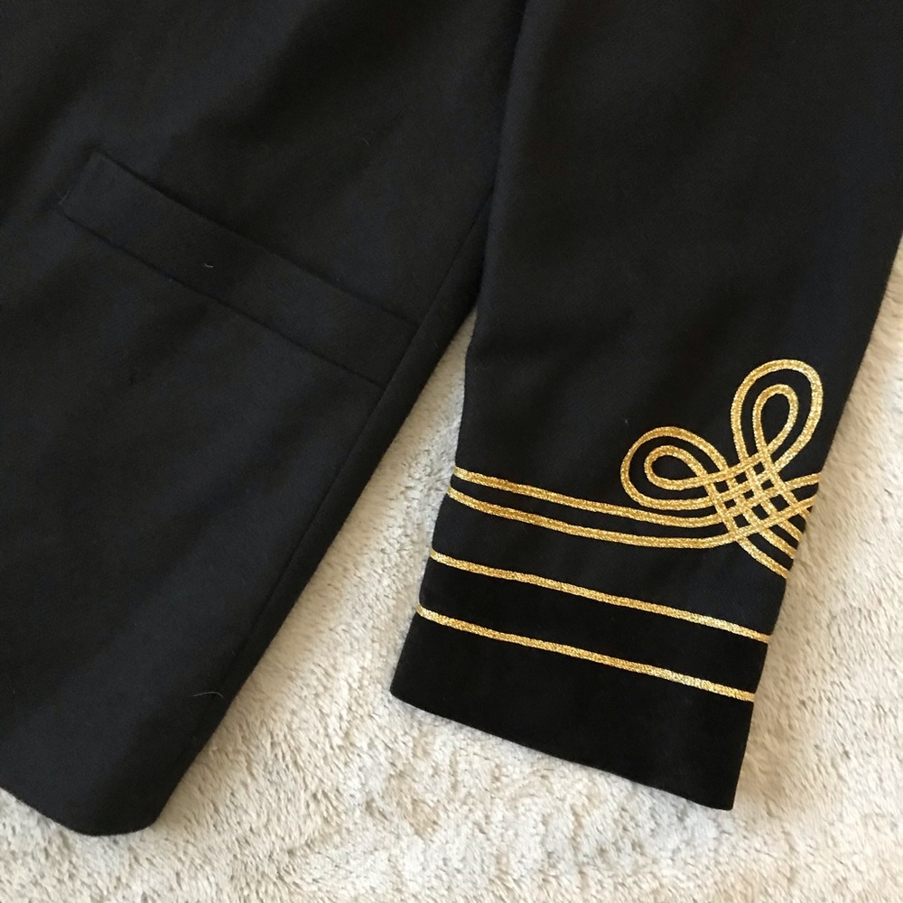 Vintage CASABLANCA Wool Gold Black Embroidered Printed Classic Women’s  Blazer - Picture 4 of 7